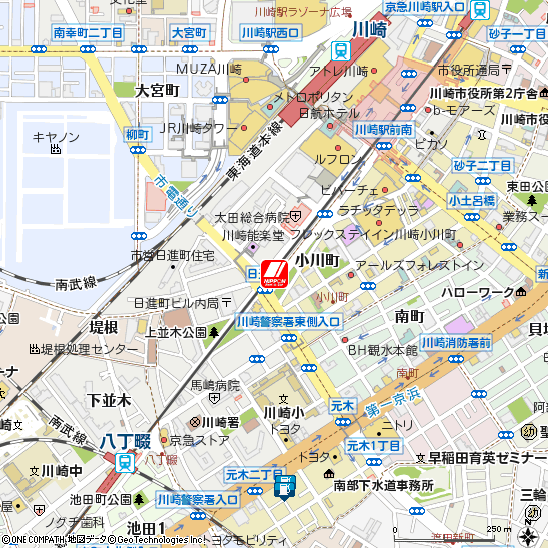 川崎駅東口付近の地図